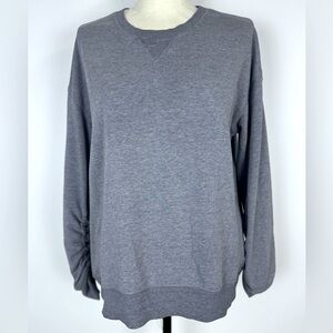 Old Navy Active 
Crew Neck Sweat Shirt 
Ruched Sleeves
Color-Gray Size-S
